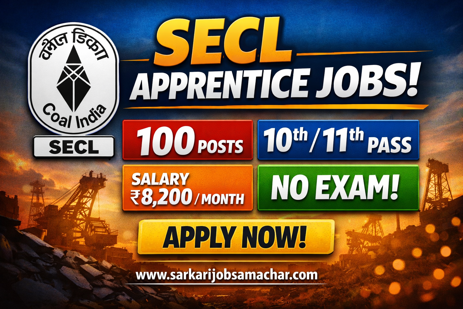 SECL Apprentice Recruitment 2026 for Office Assistant, Security Guard & Other Posts